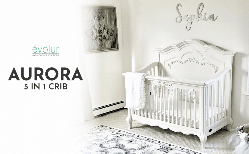 Evolur Aurora 5-in-1 Convertible Crib in Dusty Rose, Greenguard Gold Certified, Features 3 Mattress Height Settings, Sturdy and Spacious Baby Crib, Wooden Furniture