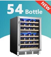 EUHOMY Wine and Beverage Refrigerator, 24 Inch Dual Zone Wine Cooler with Glass Door Hold 21 Bottles and 88 Cans, Built in or Under Counter Wine Fridge with Blue LED Light