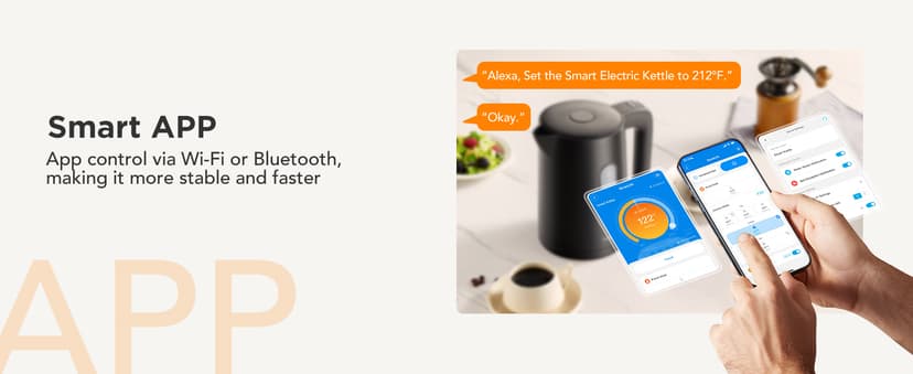 GoveeLife Smart Kettle Temperature Control 1.7L, 1500w WiFi Tea Kettle Electric with LED Indicator Lights, Remotely Control, 2H Keep Warm, 4 Presets Hot Water Boiler for Tea & Coffee & DIY