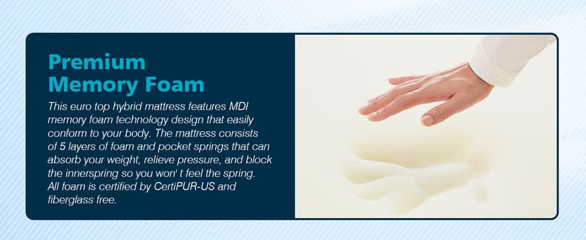 Queen Mattress, DIGLANT 14Inch Euro Top Memory Foam Hybrid Mattress, Medium Plush Feel Pocket Springs Queen Size Mattress for Pressure Relief, Edge Support Mattress in Box, CertiPUR-US, 60"*80"