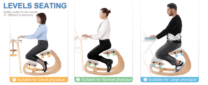 Adjustable Kneeling Chair, Wooden Ergonomic Chair Knee Chair Posture Chair - Improve Your Posture with an Angled Seat for Home,Office (Wood Color+ Pads)