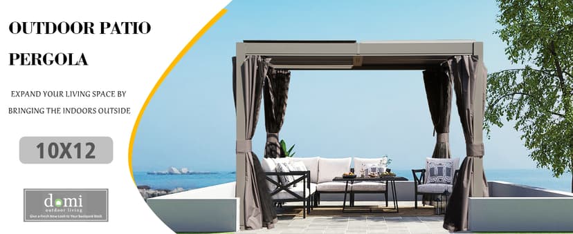 Domi 10x12FT Outdoor Louvered Pergola Full Aluminum Structure,Patio Pergola with Two Independently Adjustable Roof for Backyard, Sun Shade Gzebo with Gutter System for Garden Deck(Dark Gray)