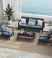 Solaste Aluminum Patio Furniture Set,7 Seats Modern Outdoor Conversation Set Sectional Sofa with Upgrade Cushion and Coffee Table,Grey