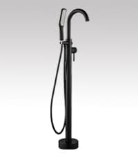 WOODBRIDGE 67" Acrylic Freestanding Bathtub Contemporary Soaking White Tub with Brushed Gold Overflow and Drain,B0010-BG