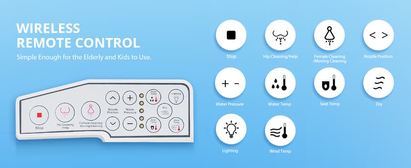 Electric Smart Bidet Toilet Seat Elongated with 4 Water Modes, Heated Toilet Seat with Instant Warm Water and Warm Dryer, Night Light, Slow Close Lid, LED Display, Side Arm Control (Round)