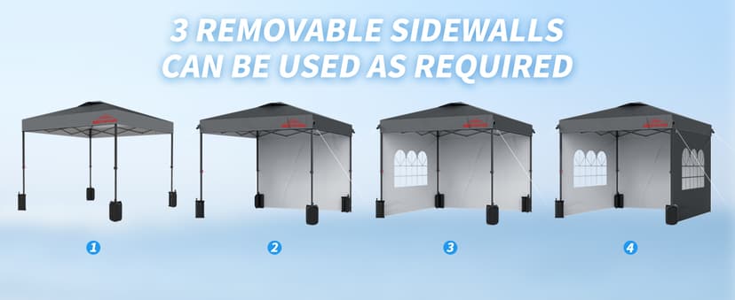 10x10 Pop Up Canopy with Sidewalls, Easy Up Canopy Tent, Heavy Duty Tents for Parties, One Person Set Up Event Tent, Grey