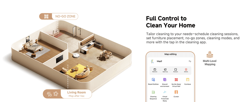 Mova P50 Pro Ultra Robot Vacuum and Mop, 19,000Pa Suction with Anti-Tangle Brush, Removable & Liftable Mop for Carpet & Floor, 167℉ Mop & Washboard Self Drying & Cleaning, Auto Empty & Refill