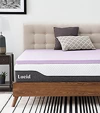LUCID 4 Inch Gel Memory Foam Mattress Topper-Ventilated Design-Ultra Plush-Queen