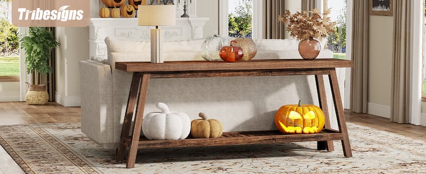 Tribesigns 70.86-Inch Console Table for Entyrway, Farmhouse 2-Tier Entry Entrance Table, Narrow Long Sofa Table Behind Couch, Rustic Brown