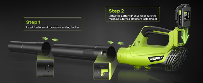 Leaf Blower, Electric Cordless Leaf Blower with 2 Batteries and Charger, 2 Speed Mode, Lightweight Leaf Blowers for Blowing Leaves, Patio Cleaning, Lawn Care and Dust