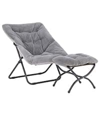 Lazy Chair and Ottoman, Large Accent Lounge Chair with Armrests and a Side Pocket, Modern Leisure Upholstered Sofa Reading Armchair with Footrest for Bedroom, Living Room, Dorm Rooms, Office