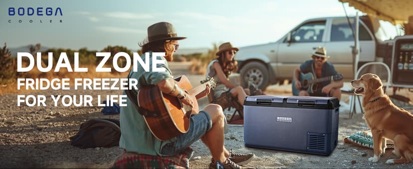BODEGACOOLER 12 Volt Car Refrigerator, 79QT(75L) IPX4 Waterproof Electric Cooler, RV Car Fridge Dual Zone APP Control with 12/24V DC 110-240V AC, -4℉~68℉, Portable Freezer for Truck RV Camping, Travel