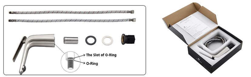 TOCALOCA 1 Handle Bathroom Faucet Brushed Nickel Sink Faucet, One Hole Bathroom Sink Faucet Modern Basin Mixer Taps, Premium Brass Vanity Faucet with Water Supply Hose