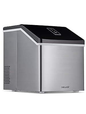 Newair Silver Countertop Ice Maker Machine, Compact Automatic Ice Maker, Cubes Ready in Under 15 Minutes, Portable Ice Cube Maker, Perfect for Home/Kitchen/Office/Bar