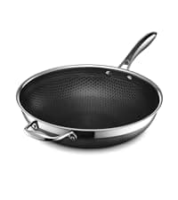 HexClad Hybrid Nonstick 12-Inch Wok, Stay-Cool Handle, Dishwasher-Friendly, Oven-Safe Up to 900°F, Induction Ready, Compatible with All Cooktops