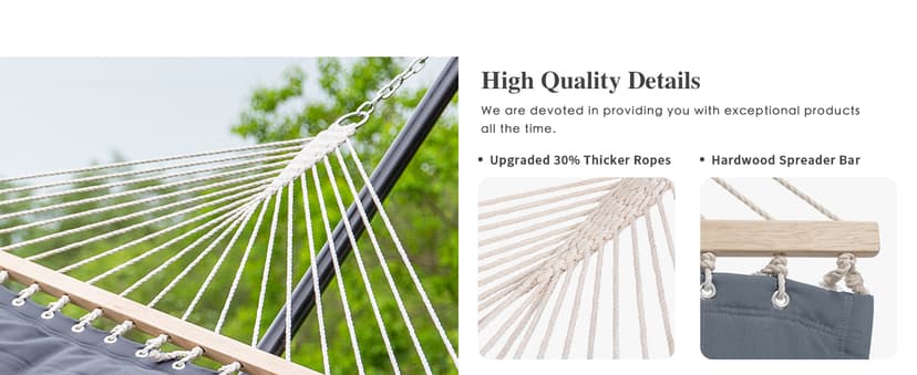 SUNCREAT 2 Person Hammock with Stand, Heavy Duty Portable Hammocks, 475 lbs Capacity, Dark Grey