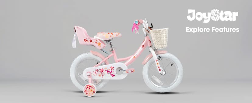 JOYSTAR Unicorn Kids Bike for Girls Ages 2-9 Years Old, 12 14 16 18 Inch Kids Bike with Training Wheels, Doll Seat, Streamers and Basket, Toddler Girls Bike, Multiple Colors
