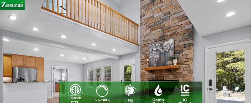 zouzai 24 Pack 6 Inch Ultra-Thin LED Recessed Ceiling Light with Junction Box 5CCT Adjustable Dimmable Can-Killer Downlight - ETL and Energy Star Certified (24 Pack,5CCT, 6 Inch)