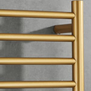 Electric Towel Warmers Radiator with Built-in Timer Gold, 140W Wall-Mounted & Freestanding Heated Towel Drying Rack with 11 Bars, 304 Stainless Steel Heated Towel Rail for Bathroom, Plug-in