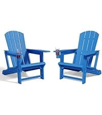 Adirondack Chair Set of 6, HDPE Plastic Adirondack Chairs, All Weather Fire Pit Chairs with Cup Holder, Outdoor Lawn Chair for Patio, Garden, Backyard, Grey