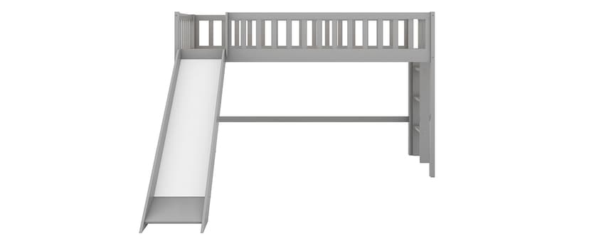 Bellemave Twin Size Loft Bed for Kids,Low Loft Bed with Slide and Ladder,Wood Loft Bed Twin for Girls Boys,Grey