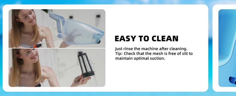 Cordless Pool Vacuum with Telescopic Pole, 26.5 gallons/min Powerful Suction, Handheld Rechargeable Swimming Pool Cleaner with 1H Running Time, Pool Vacuum for Above/In Ground Pools, Spas, Hot Tubs