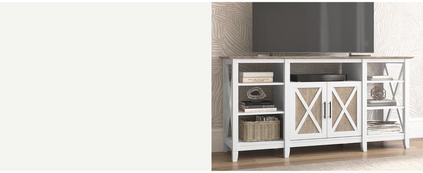 Bush Home End Table with Drawer, Nightstand with Storage, Living Room and Bedroom Furniture, Key West Collection, Washed Gray