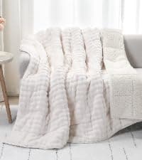 Cottonblue Weighted Blanket 15 lbs Queen Size 60x80 inches, Flannel Shaggy Sherpa Weighted Blanket for Adults Comfortable Weighted Blankets for Calming and Relax, Bed Sofa Heavy Blankets, Grey