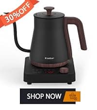 Gooseneck Electric Kettle, Electric Tea Kettle Stainless Steel, Pour over kettle for Coffee, 1000W Hot Water Kettle Electric Auto Shut Off, 0.8L, Wood-like Grain Finish Handle, Matcha Green