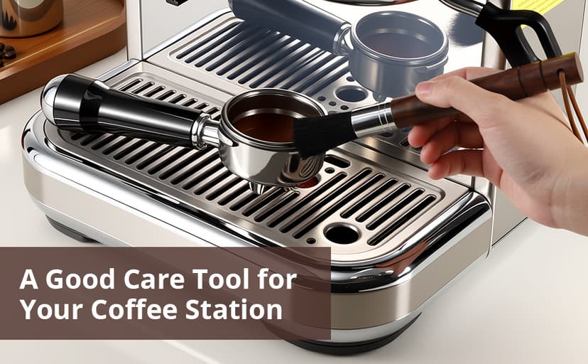 2-Pack Coffee Grinder Cleaning Brush with Natural Walnut Wood Handle and Black Boar Bristle, Coffee Bar Accessories Coffee Brush, Espresso Machine Cleaning Tool Barista Brush with Hanging Loop