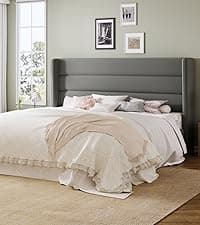 Allewie Queen Size Platform Bed Frame with Velvet Upholstered Wingback Headboard, No Box Spring Needed, Under Bed Storage Space, Strong Wooden Slats, Modern Mattress Foundation, Easy Assembly, White