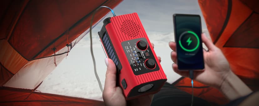 Emergency Weather Radio, 4000mAh NOAA Weather Alert Radio Solar Charging, Hand Crank & USB Charged, AM/FM with LED Flashlight, Reading Lamp, SOS Alarm, Headphone Jack for Outdoor Indoor