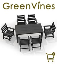 GREENVINES 7-Piece Outdoor-Dining-Set | HDPE Plastic 67'' Table and Chairs Sets for 6 | Patio Furniture | All Weather | Umbrella Hole | Black | for Poolside Garden Backyard
