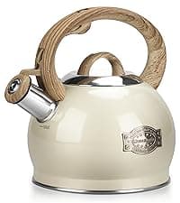 Tea Kettle Stovetop,2.5QT Stainless Steel Whistling Teapot for Stove Top Aesthetic,Portable Water Kettles Camping with Anti-hot Silicone Handle,Suitable for All Heat Sources,Black