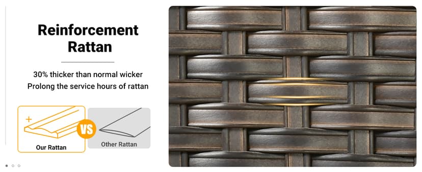 ovios 7 Pieces Patio Furniture Set, Outdoor Wicker Sofa Couch with Swivel Chairs 42" Fire Pit Table, All Weather High Back Modern Conversation Sets, Brown Rattan, Orange Red