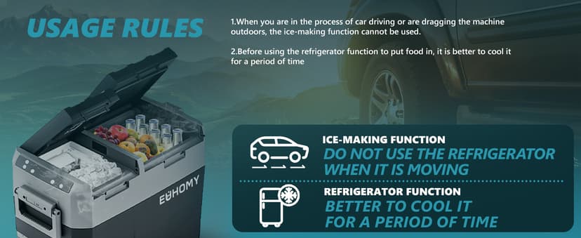 EUHOMY 12 Volt Refrigerator with Ice Maker, 48QT(45L) Electric Cooler Usable Battery Dual Zone, Car Refrigerator APP Control, 12V Fridge 12/24V DC 110-240V AC for Camping, Travel, Outdoor, Home