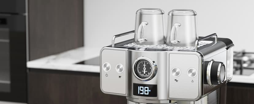 Espresso Machine 20 Bar, Milk Frother Steam Wand, 60oz (1.8 Liters) Water Tank, 1350W for Home Barista Espresso Latte Macchiato and Cappuccino Maker