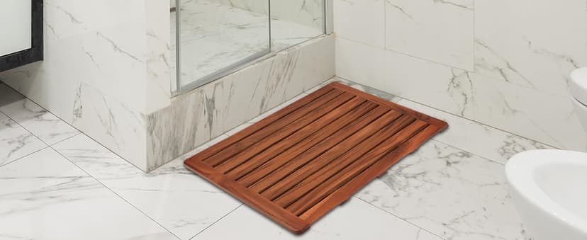 Utoplike Teak Shower Bench Seat with Handles, Portable Wooden Spa Bathing Stool with Storage Towel Shelf, 22" x 13" x 18.6", Perfect for Indoor and Outdoor Use