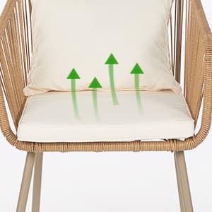 FDW 3-Piece Outdoor Furniture Modern Patio Bistro Set Rattan Conversation Set Wicker Patio Furniture Set with 2 Chairs Coffee Table Cushions Lumbar Pillows for Patio Outdoor Backyard Porch, White