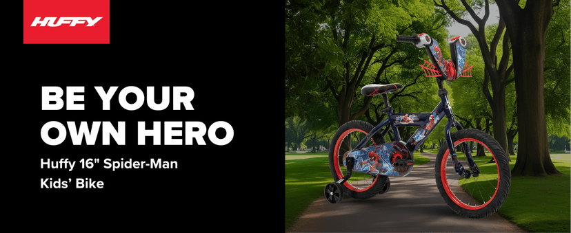 Huffy Disney and Marvel 12/16 Inch Boy's Bike for Kids, Multiple Color Options and Designs Available, Ideal for Ages 3+ Years Old, Removable Training Wheels, Adjustable Seat, Simple Coaster Brake