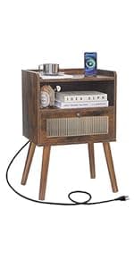 AWASEN Side Table, Small Wood End Table Living Room, Mini Bed Side Table Modern Accent Nightstand with Solid Wood for Bedroom Office Small Spaces, Rustic Brown