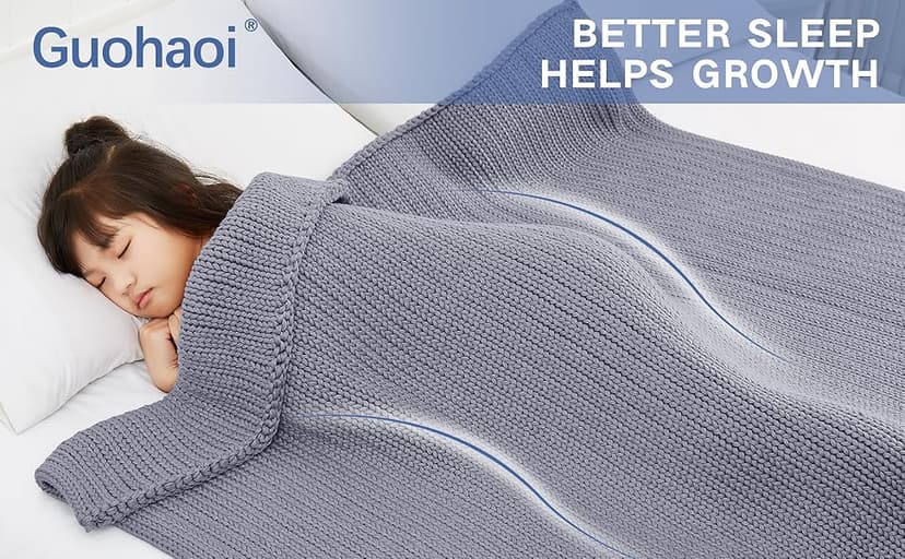 Guohaoi Knitted Weighted Blanket(Light Grey 60"x80" 15lbs),Home Décor Cooling Throw Blanket for Hot Sleepers,Hand Made Chunky Knit Heavy Blanket for Adults Use on Queen/King Size Bed