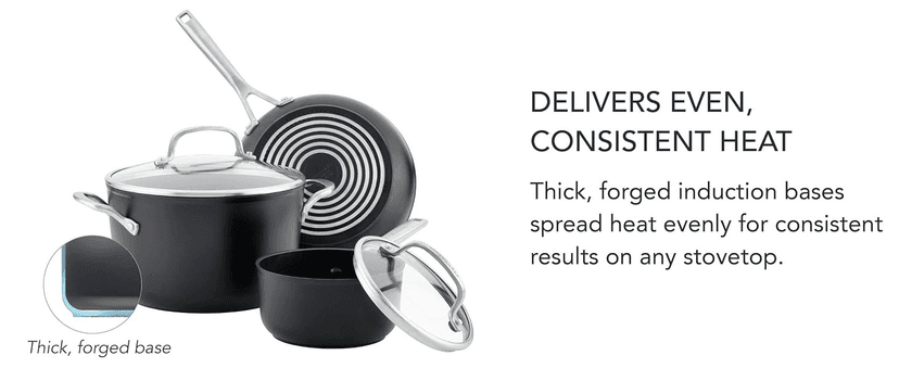 KitchenAid Hard Anodized Induction Nonstick Cookware Pots and Pans Set, 10 Piece, Matte Black