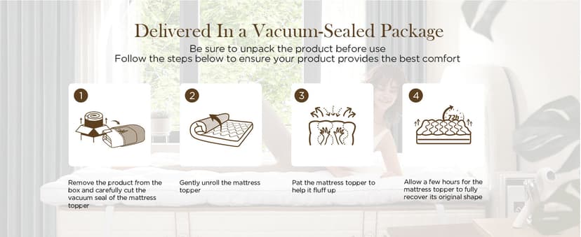 Decroom 3 Inch Memory Foam Mattress Topper Queen Size for Back Pain Relief, Thicked Down Alternative-Lined Mattress Pad,Filled with Breathable & Soft Memory Foam Pillow Top, 80x60x3 Inch