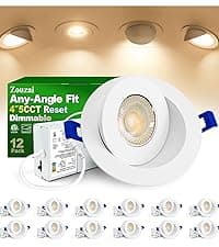 zouzai 24 Pack 6 Inch Ultra-Thin LED Recessed Ceiling Light with Junction Box 5CCT Adjustable Dimmable Can-Killer Downlight - ETL and Energy Star Certified (24 Pack,5CCT, 6 Inch)