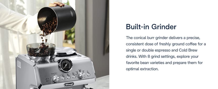 De'Longhi La Specialista Arte Evo Espresso Machine - Compact Cold Brew Coffee Maker with Grinder, Frother, Variable Temp Control & Tamping Tools - Home Barista Kit for Lattes, Cappuccinos, Iced Coffee