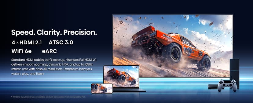 Hisense 55" Class U7 Mini-LED ULED 4K UHD Google Smart TV (55U75QG, 2025 Model) - QLED, Native 165Hz, VRR 288, Up to 3000 Nits, HDR10+, Dolby Vision IQ · Atmos, IMAX Enhanced, 2.1.2 Ch Surround