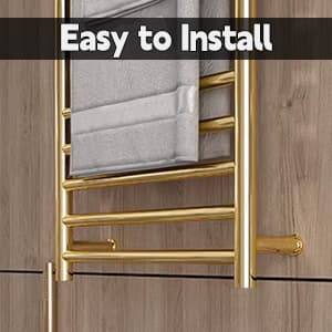 12 Bars Towel Warmer Rack, 23" Electric Wall Mounted Heated Towel Rack with Timer and Temperature Control, Towel Heater Hard Wired/Plug-in Hot Towel Rails for Bathroom, Brushed Gold