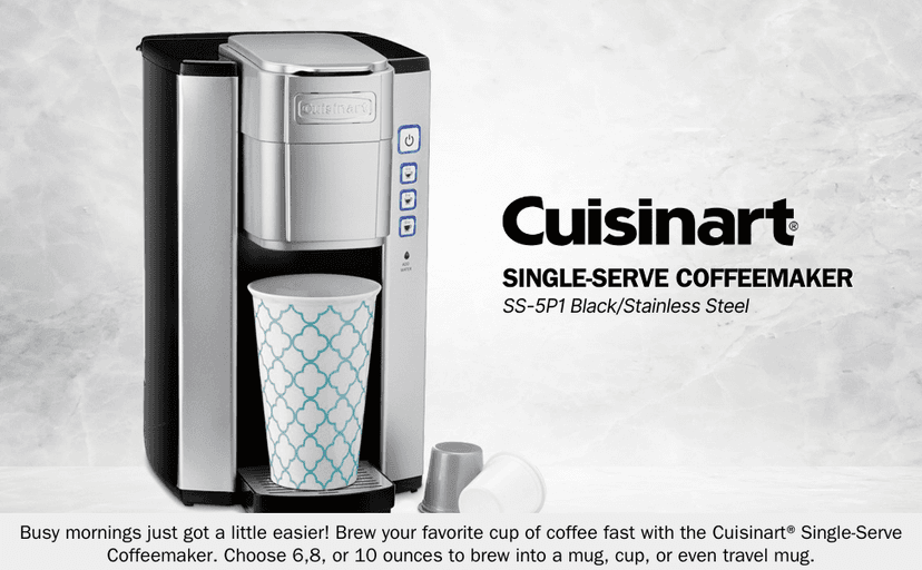 Cuisinart Coffee Maker, Single Serve 72-Ounce Reservoir Coffee Machine, Programmable Brewing & Hot Water Dispenser, Stainless Steel, SS-10P1,Silver