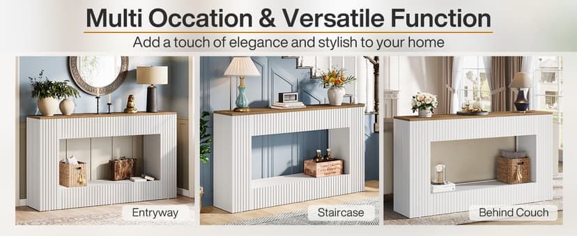 Tribesigns Modern Console Table, 55-Inch Wood Entryway Table with Storage, Narrow Long Sofa Table Behind Couch Table for Living Room, Foyer, Hallway, White